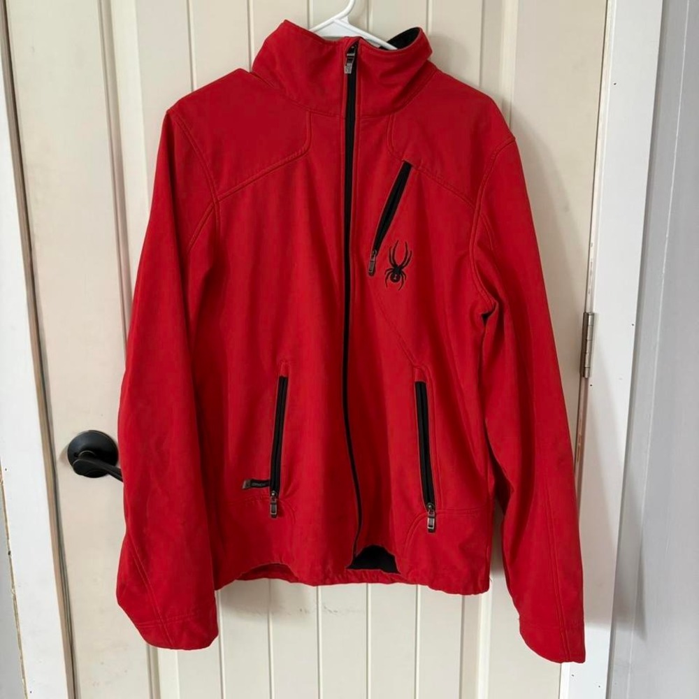 Spyder Active Men's Lightweight Breathable Full Zip Soft Shell Jacket Size L Red
